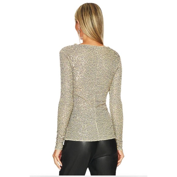 Free people sequin Gold Rush Long Sleeve in Gold Combo NWOT - Picture 3 of 9